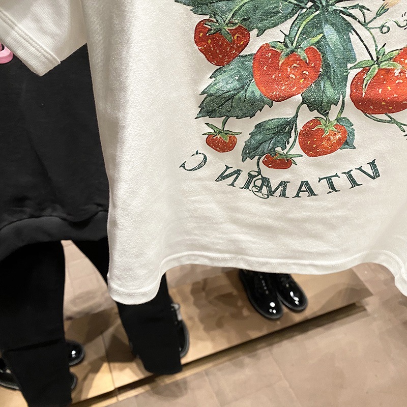 Round Neck Cotton Top Korean Printed T-Shirt