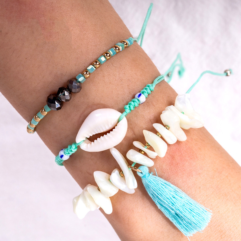 Shell Gravel Tassel Pendant String Crystal Bracelet