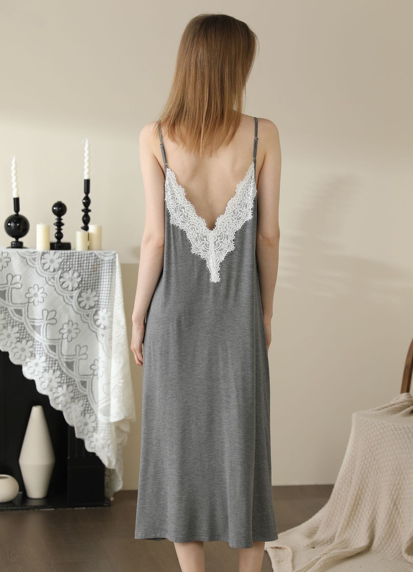 Title 15, Backless Modal Nightdress Womens Midi Dress