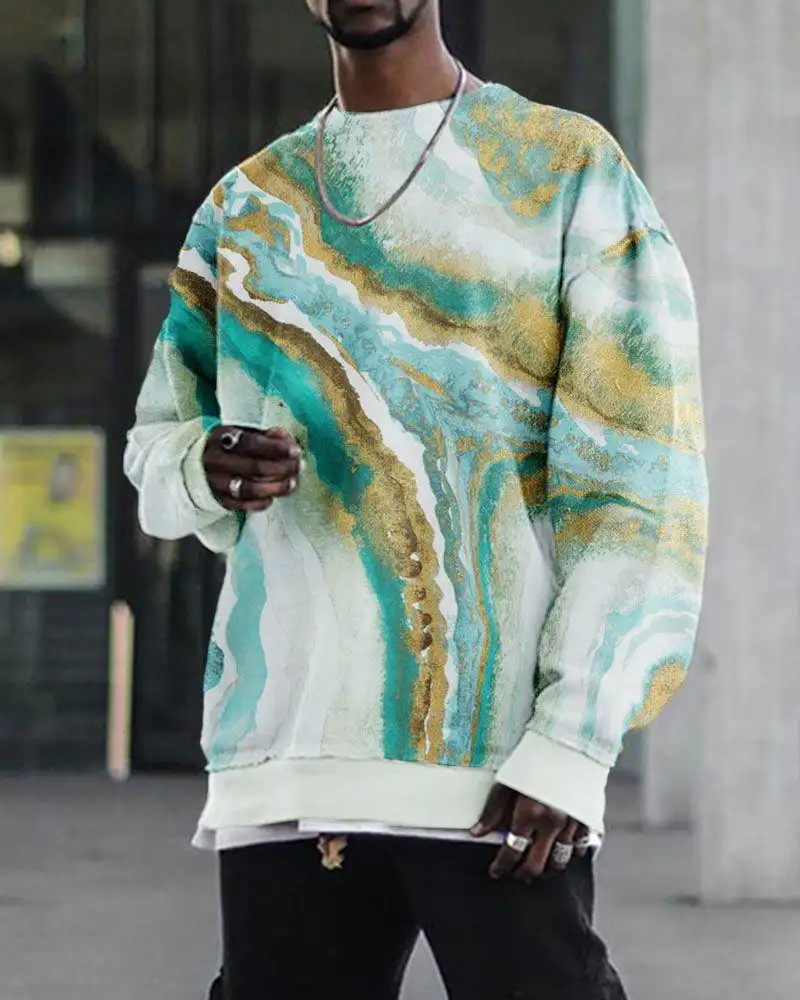 Men's Digital Printing Loose Casual Round Neck
