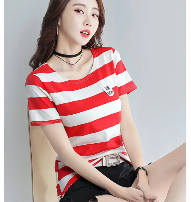 Fashion Cartoon Animal Print Short Sleeve Red - Shop at LoveMi