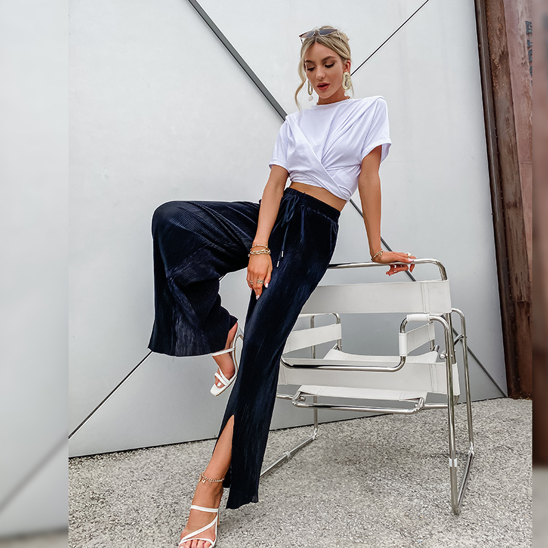 Title 4, Slit Street Breathable Wide-leg Pants Trend