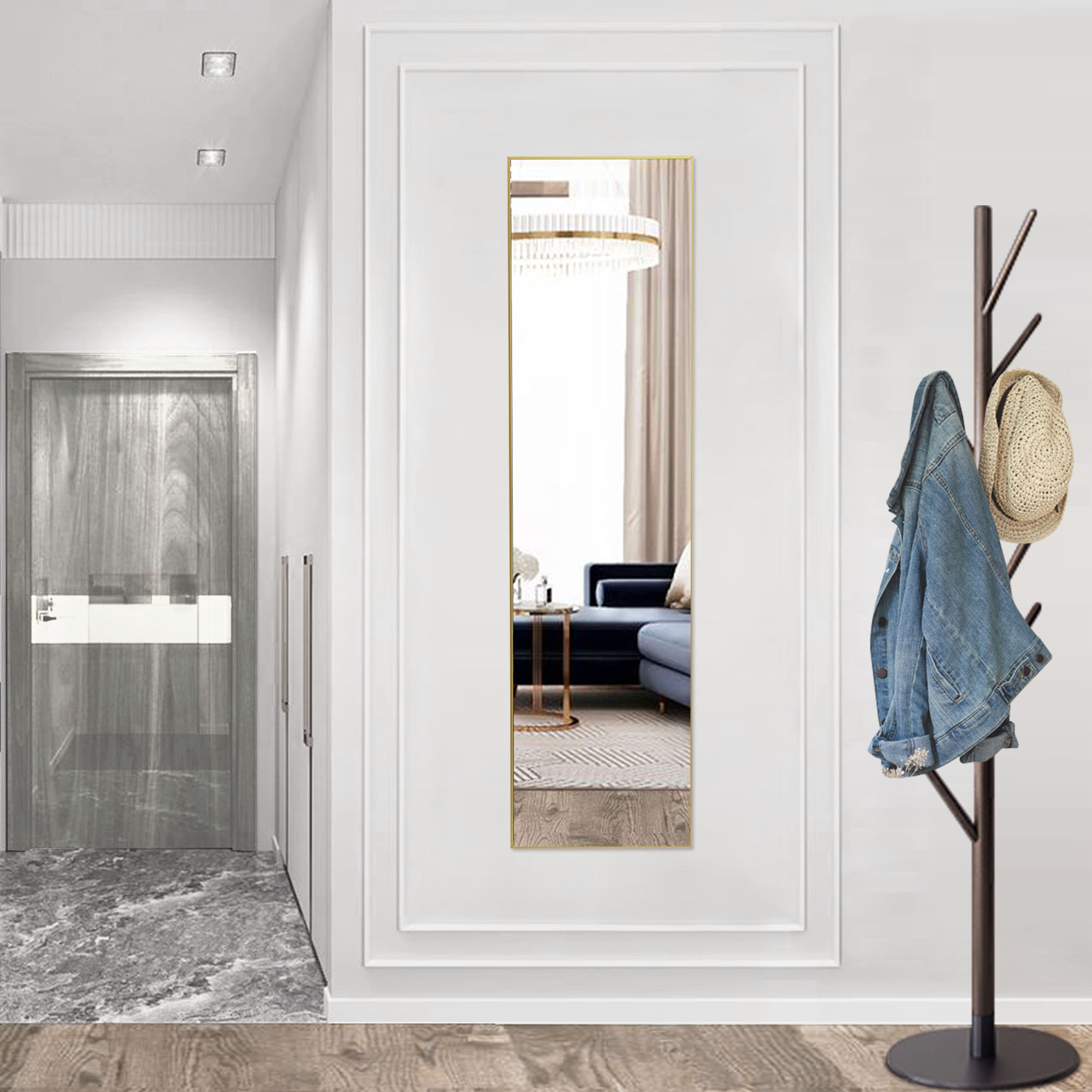 Floor Standing Mirror, Wall Mirror With Stand Aluminum Alloy Thin Frame — foto 12
