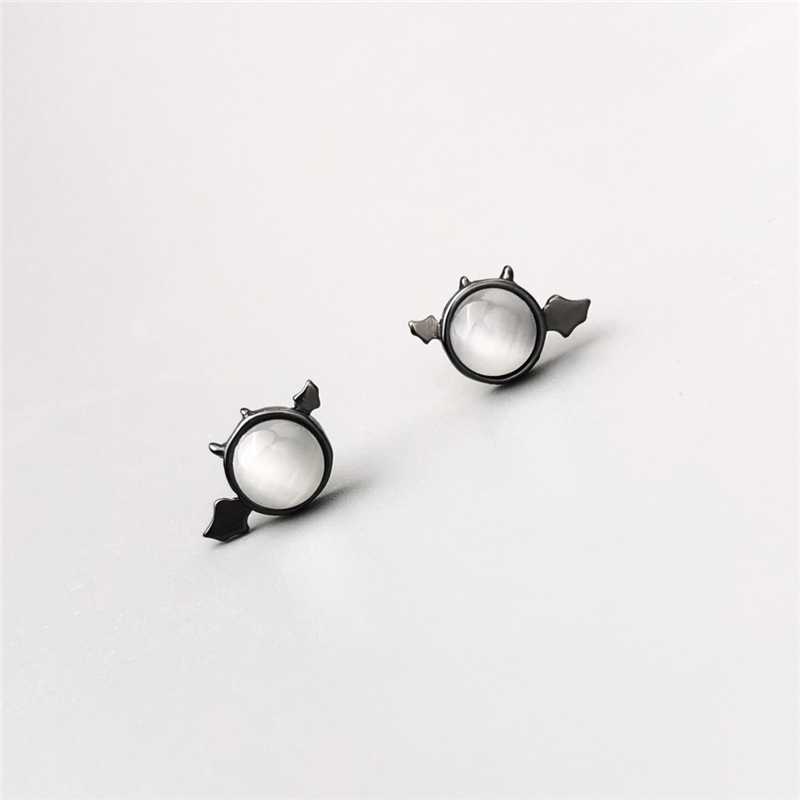 Black Gold Little Devil 925 Silver Stud Earrings