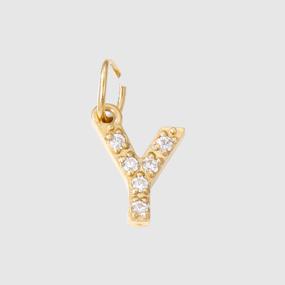 1 Piece 304 Stainless Steel Zircon Ion Plating 14K Gold Real Plated Letter Number Polished Stretch Adjustable Pendant DIY Jewelry Accessories 33