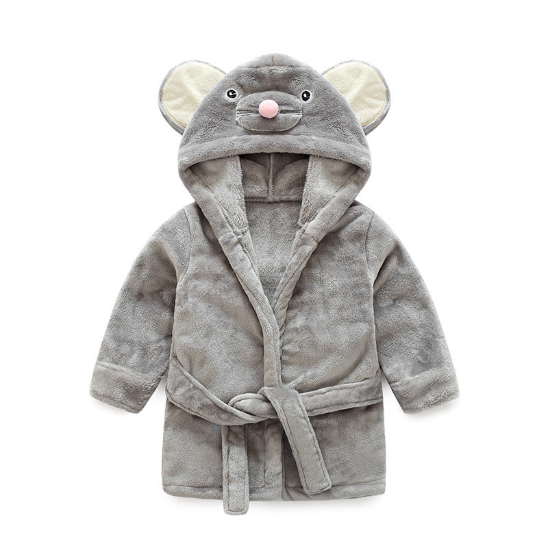 SnuggleMates Flannel Bathrobe with Cute Mouse Design for Kids - Cozy Loungewear - MomChecklist