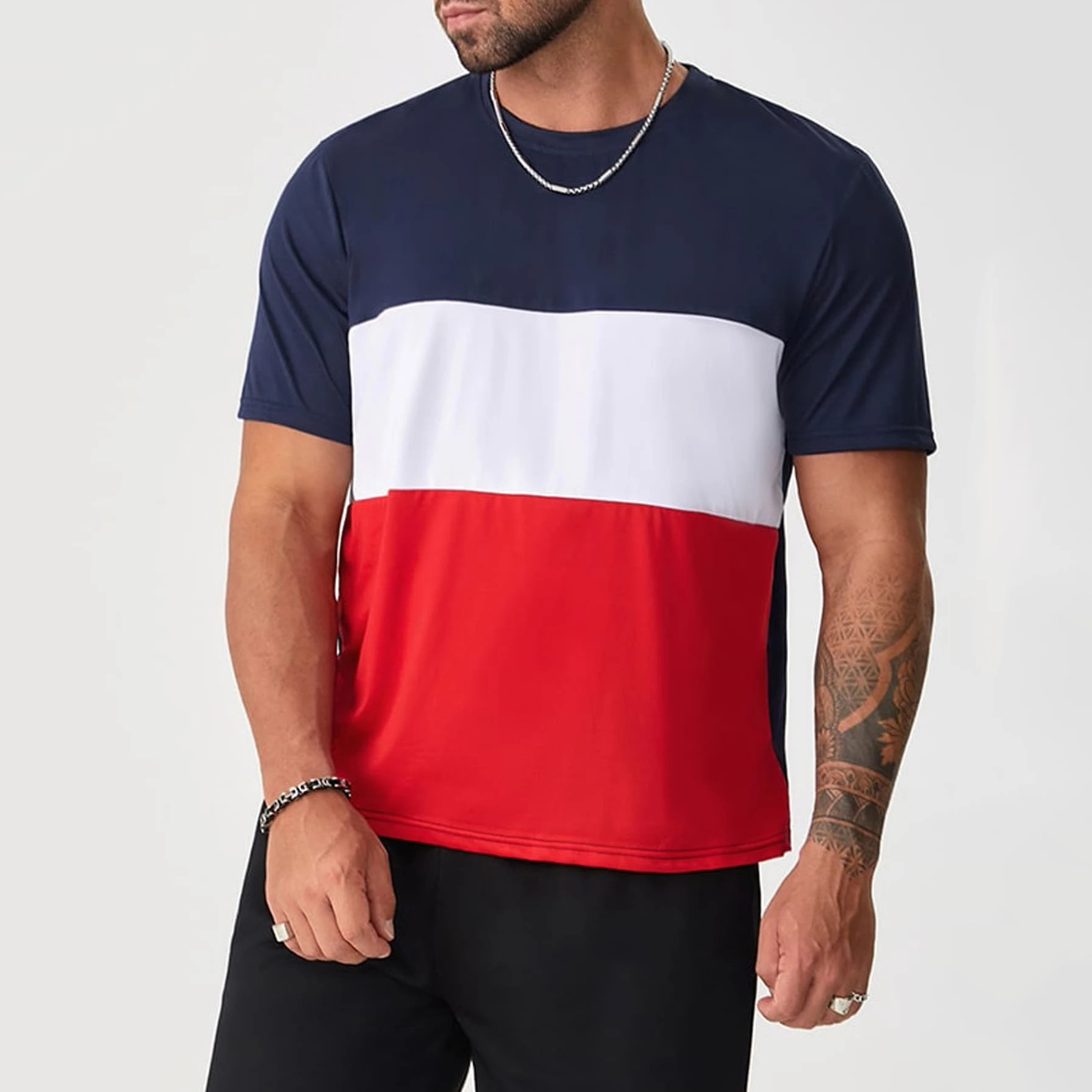 Title 2, Mens T-shirt Crewneck Short Sleeve Stripes Co...