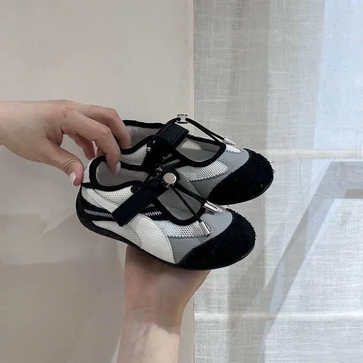 2026 New Summer Korean Style Girls Hollow Low Cut Sneakers, Color Block Breathable Mesh Casual Sports Shoes For Kids