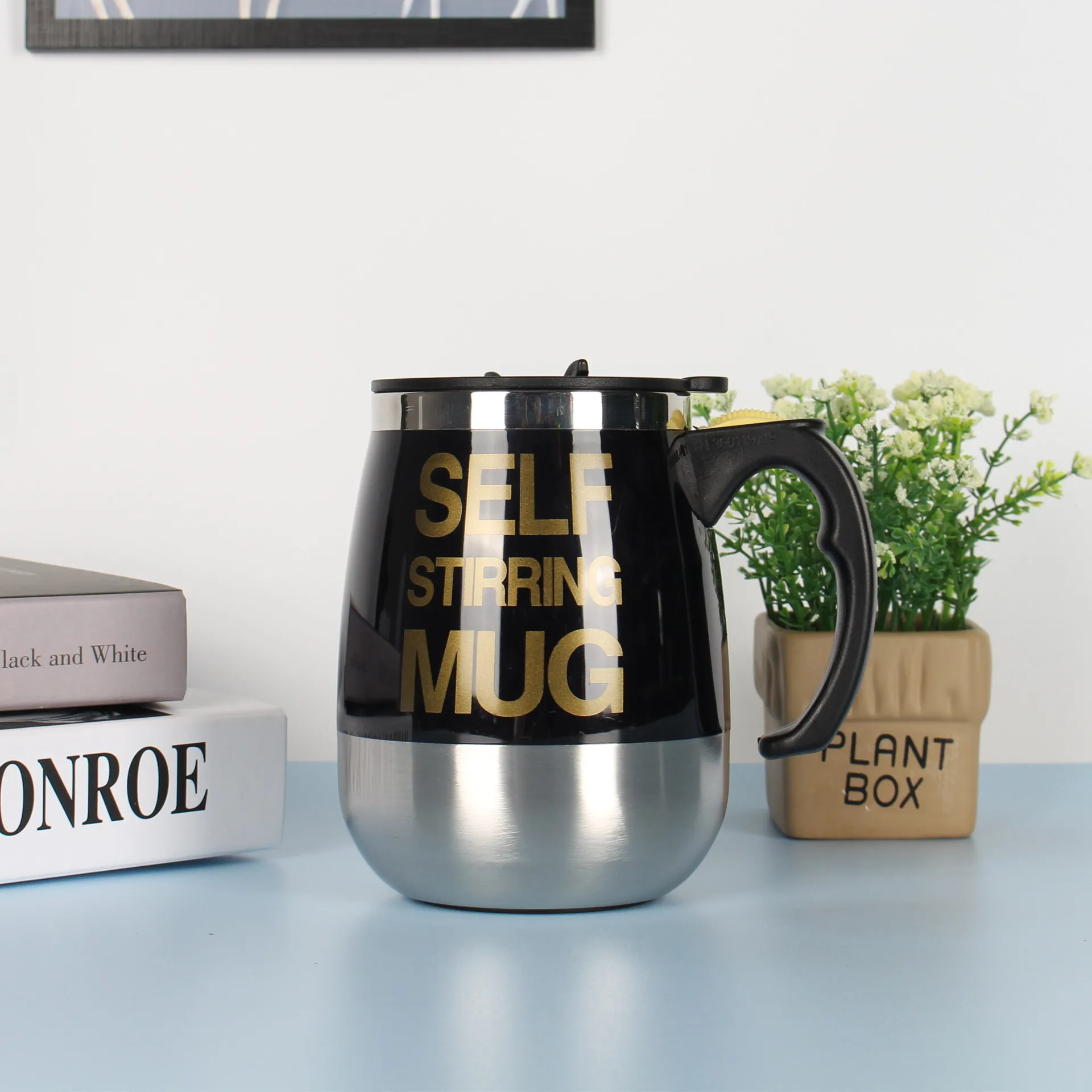 Electric Self Stirring Coffee Mug Cup Stainless Steel Automatic Self Mixing & Spinning Home Office Travel Mixer Milk Whisk Cup – image 5