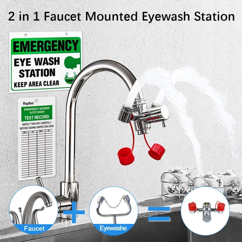 Connected Faucet Eyewash Basin Faucets Wall Mounted Eye Wash