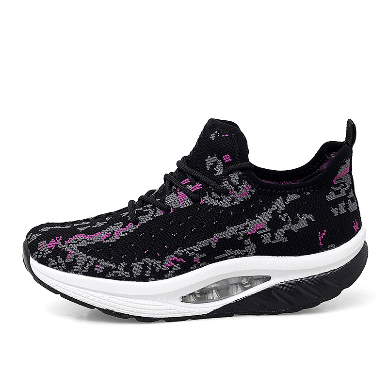 Flying Woven Air Cushion Sneakers Fitness Mom Shoes Breathable Women's Shoes