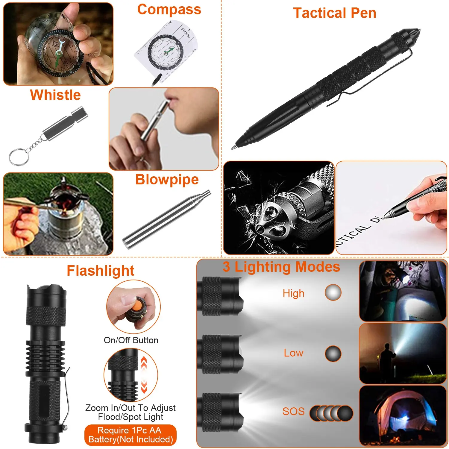 125 In 1 Survival Kit, Professional Survival Equipment, Equipment, Tools, First Aid Supplies, For SOS Emergency Tactical Hiking, Hunting, Disaster, Camping Expe