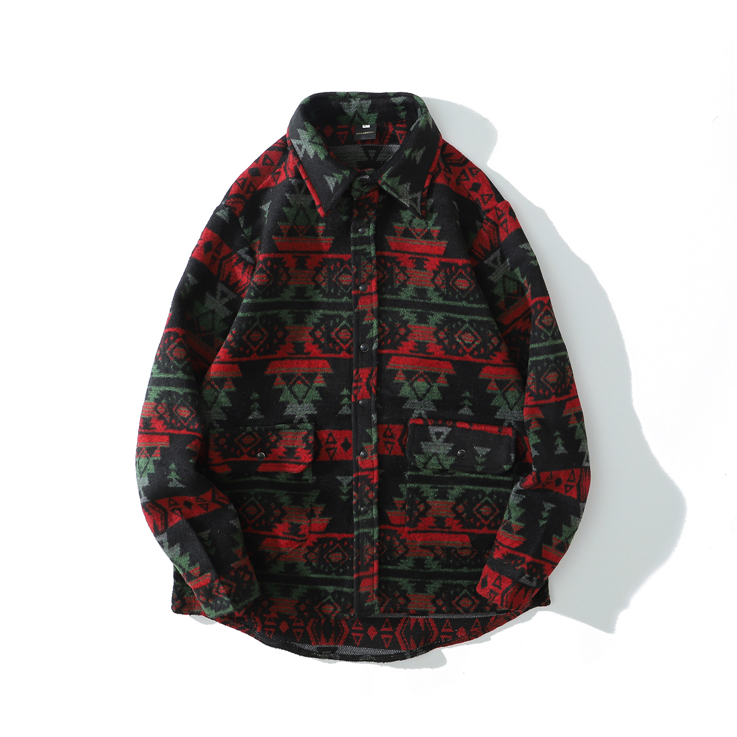 Japanese Retro Ethnic Style Woolen Floral Padded Shirt