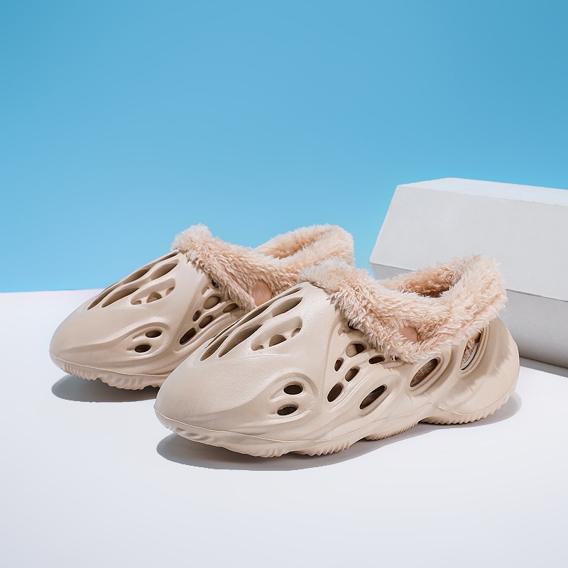 Hole Shoes Summer Winter Slippers Removable Warm EVA Home Slippers Apricot - Shop at LoveMi