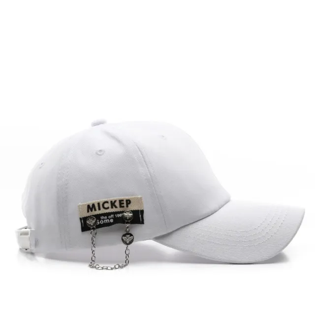 Sunscreen Solid Color Patch Chain Cap White - Shop at LoveMi