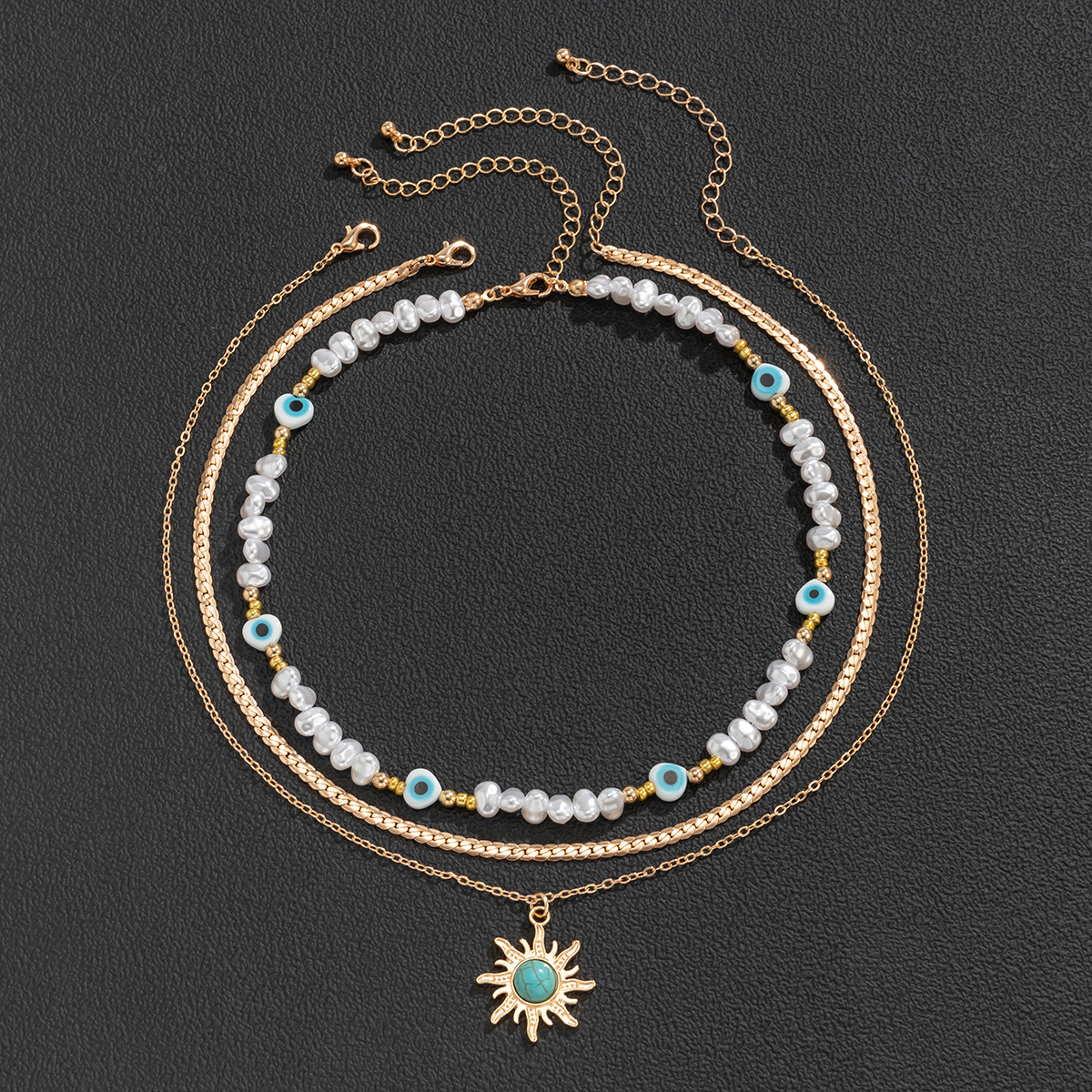 Vintage Contrast Personalized Eye Pearl Necklace