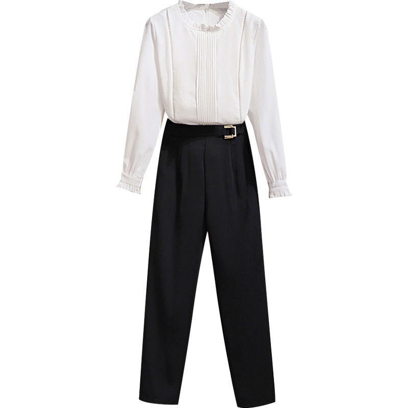 Temperament Goddess Fan Shirt Two-piece Suit