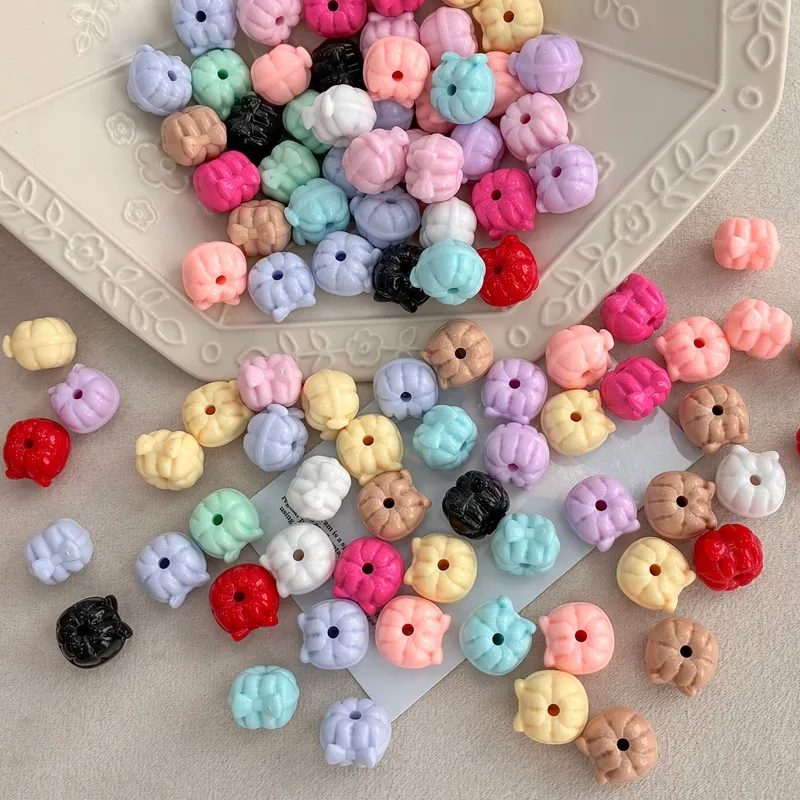 Solid Color Acrylic Pumpkin Bow Beads, Matte