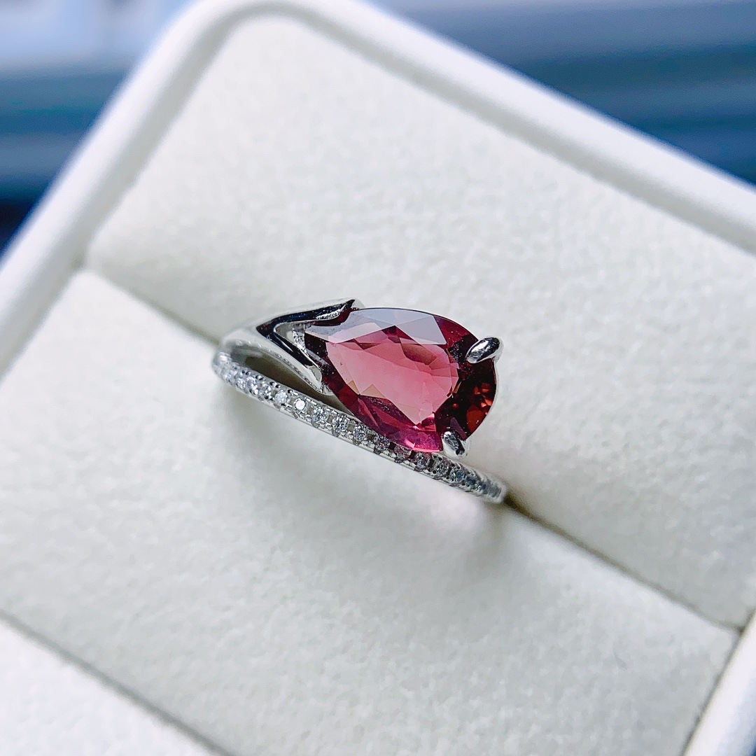 Title 6, S925 Silver Inlaid Natural Tourmaline Ring