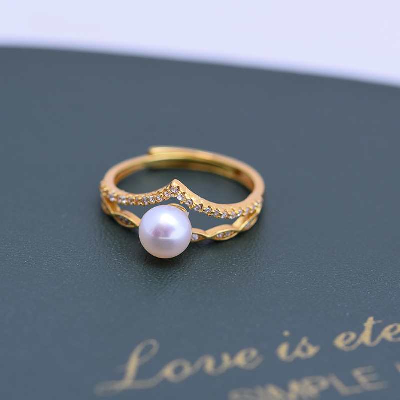 Title 7, Freshwater Pearl Perfect Circle White Ring S925...