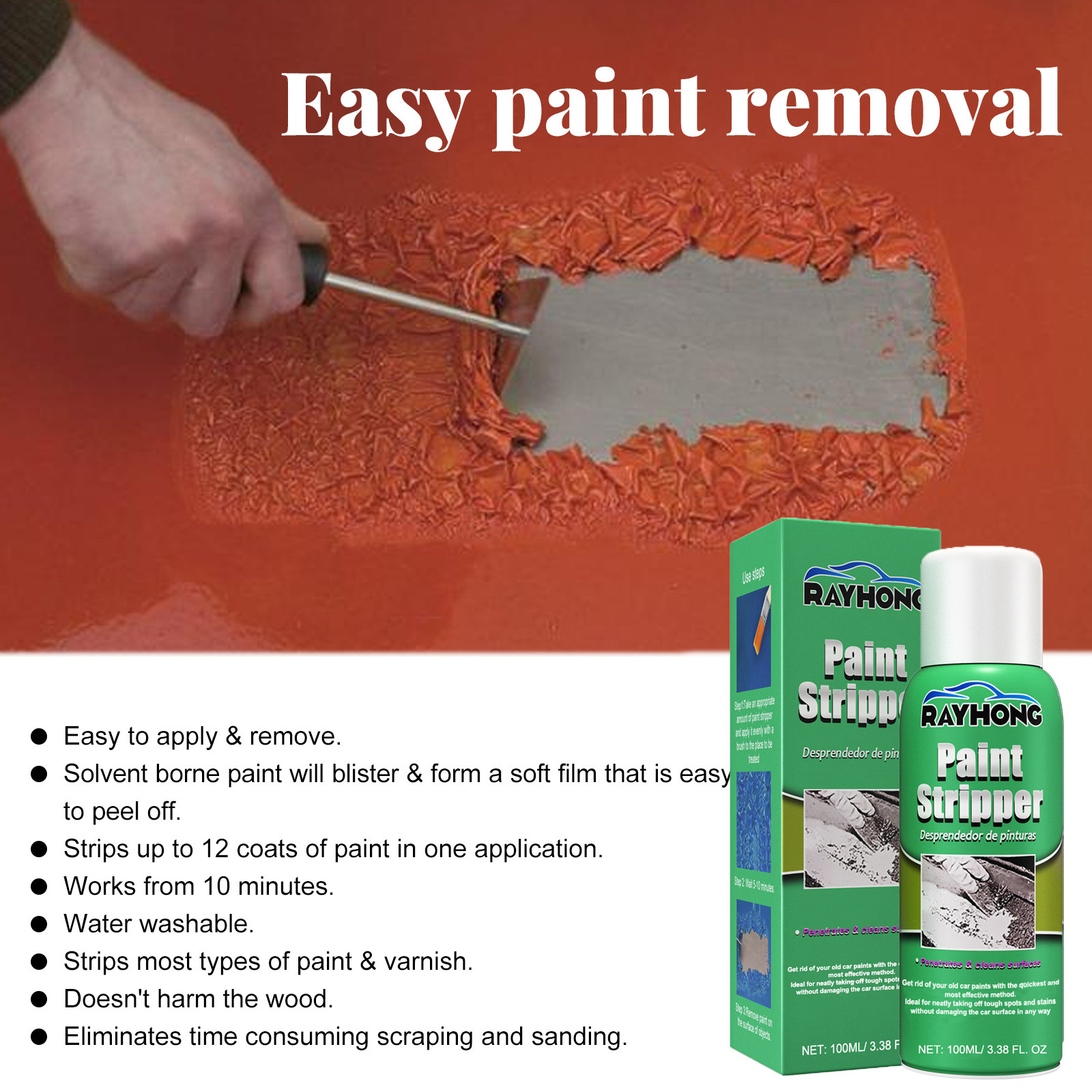 Rayhong Paint Remover, Paint Stripper For Metal Surfaces, Paint Remover, Car Wheel Cleaning And Paint Stripper. 4
