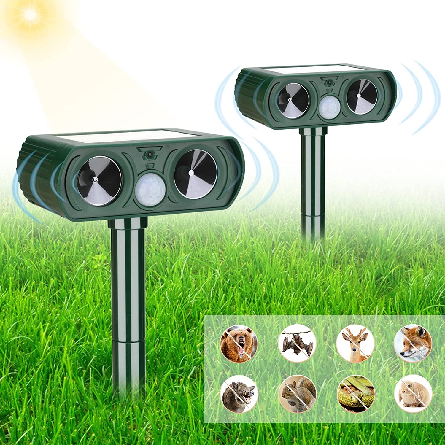 1x Ultrasonic Solar Cat Dog Repellent Fox Pest Scarer Deterrent Repeller Garden — image 10