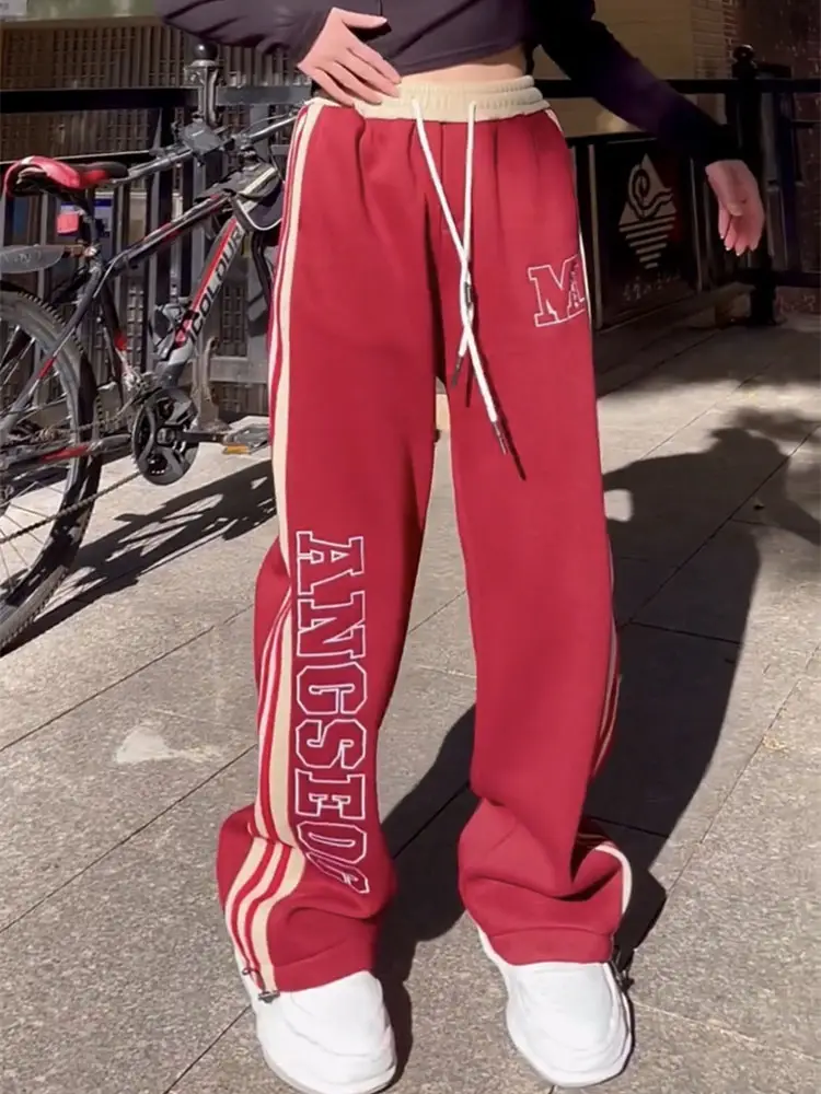 Women's Alphabet Side Stripe Straight Leg Sweatpants
