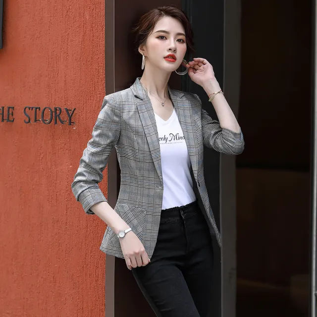 Short Korean Style Casual Design Suit Jacket Grey Blue - Shop at LoveMi