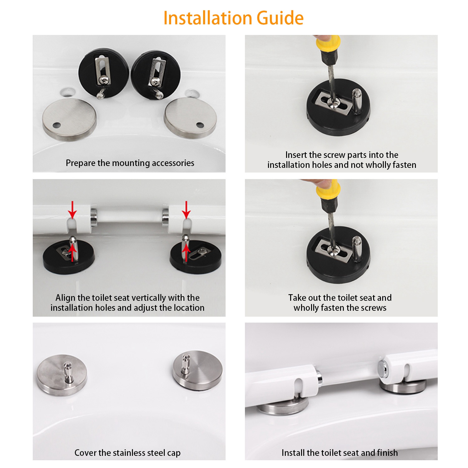 Square Toilet Seat With Grip-Tight Seat Bumpers Heavy-Duty Quiet-Close Quick-Release Easy Cleaning White