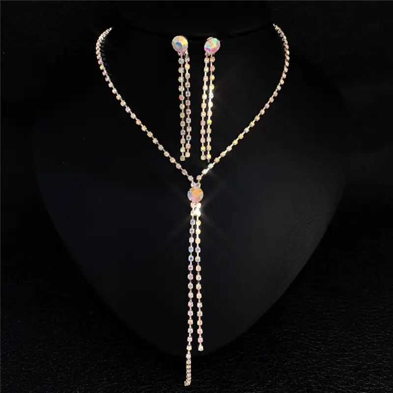 Bridal Ornament Set Wholesale Handmade Fashion Tassel Claw Chain Necklace Earrings Photography Jewelry Set