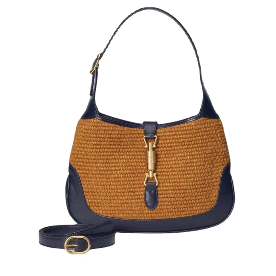 New All-match Straw Woven Bag Retro Saddle Bag Woven Armpit Handbag Fashion One-shoulder Messenger Handbag