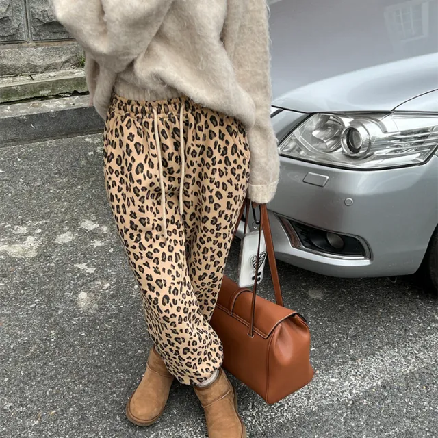 Women's Autumn And Winter High Waist Sports Leopard Print Loose Casual Pants Leopard Print - Shop at LoveMi