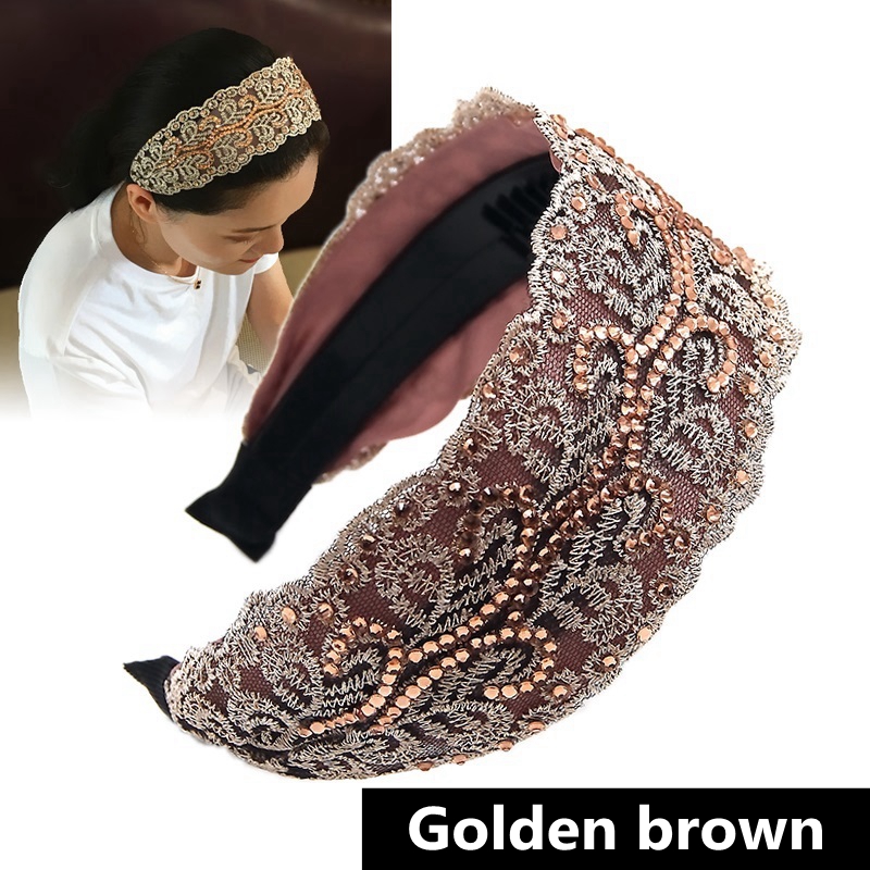 Women's Lace Wide Brim Rhinestone Hair Hoop
