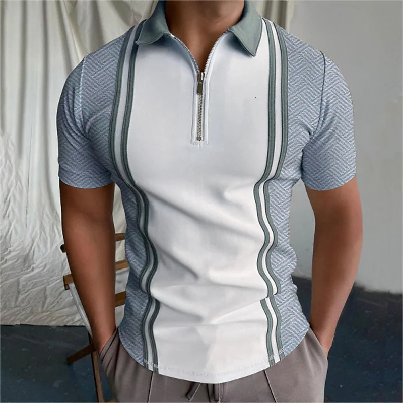 Title 4, Mens Short Sleeved Zipper Polyester Shirt — Br...