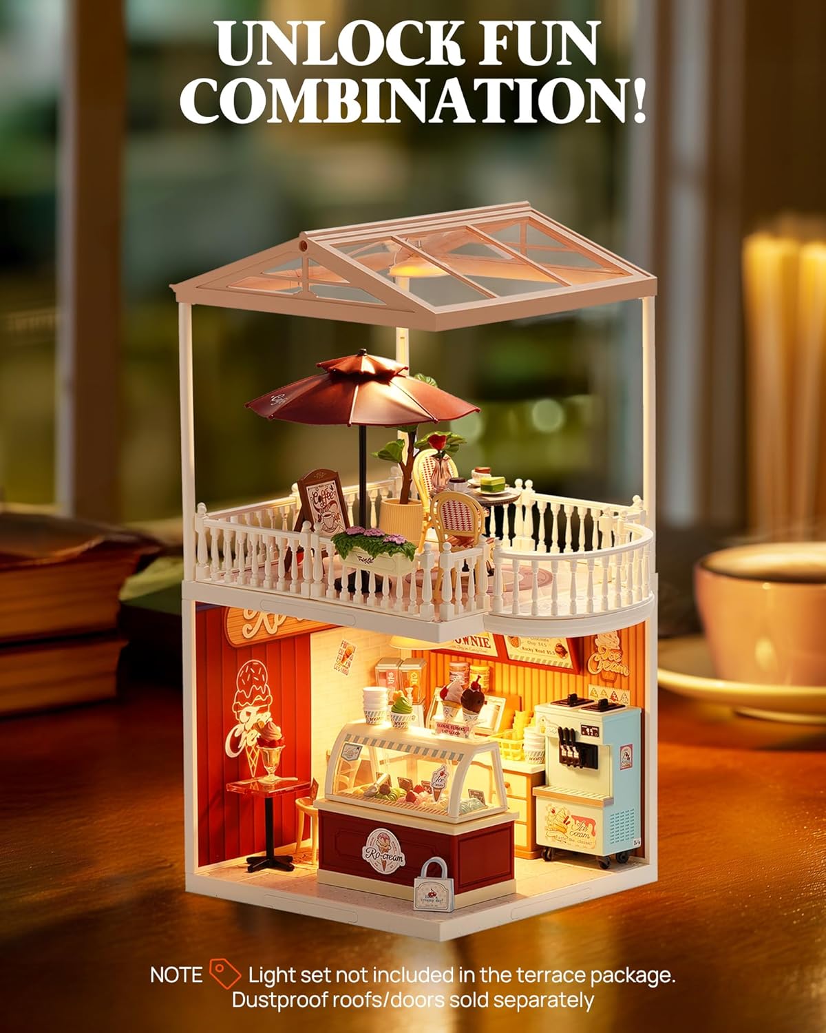 Rolife Super Creator Series Roof, Dust Proof Door, For Mini House DIY Kits, Dustproof Design, Compatible With Multiple Themes