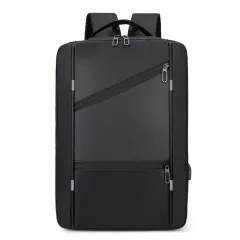 New Computer Bag Men's Business Simple Multi-functional Backpack Usb Charging - Black - View 1