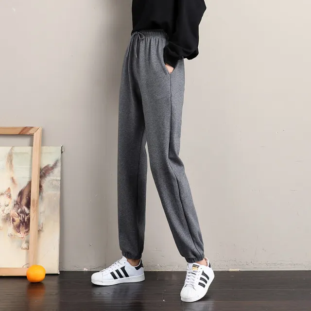 Autumn And Winter Plus Velvet Thickening Imitation Lamb Velvet Sweatpants Women Grey - Shop at LoveMi