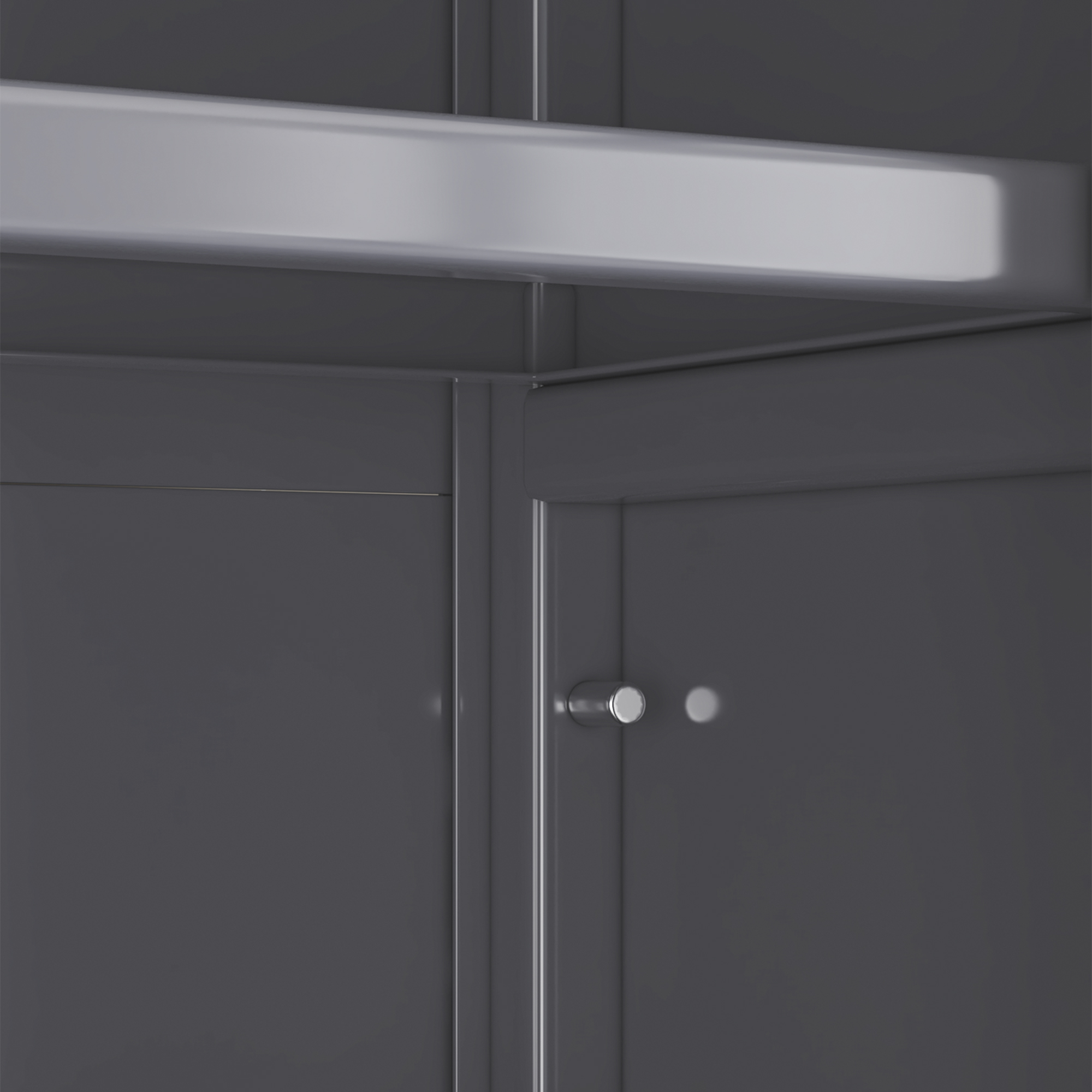 Grey Open Kitchen Storage Cabinet, Floor-to-Ceiling Multilevel Microwave Shelving Unit & Side Cabinet For Bowls, Grey 3