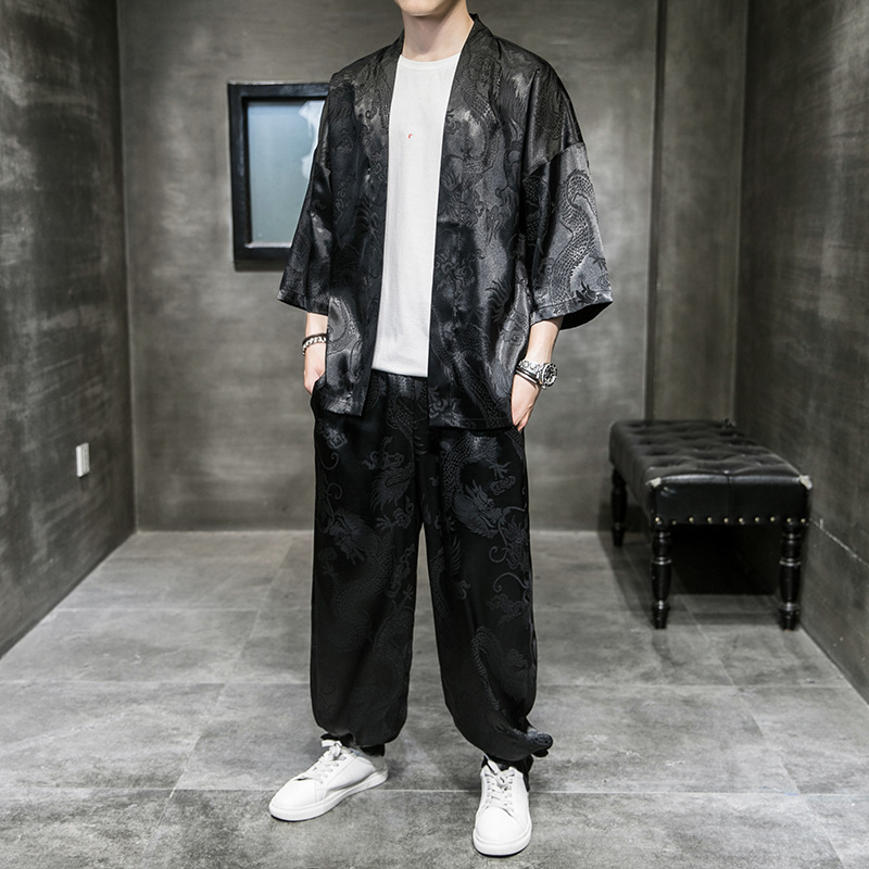 Japanese Retro Three-quarter Sleeve Cardigan Men's Suit Plus Size