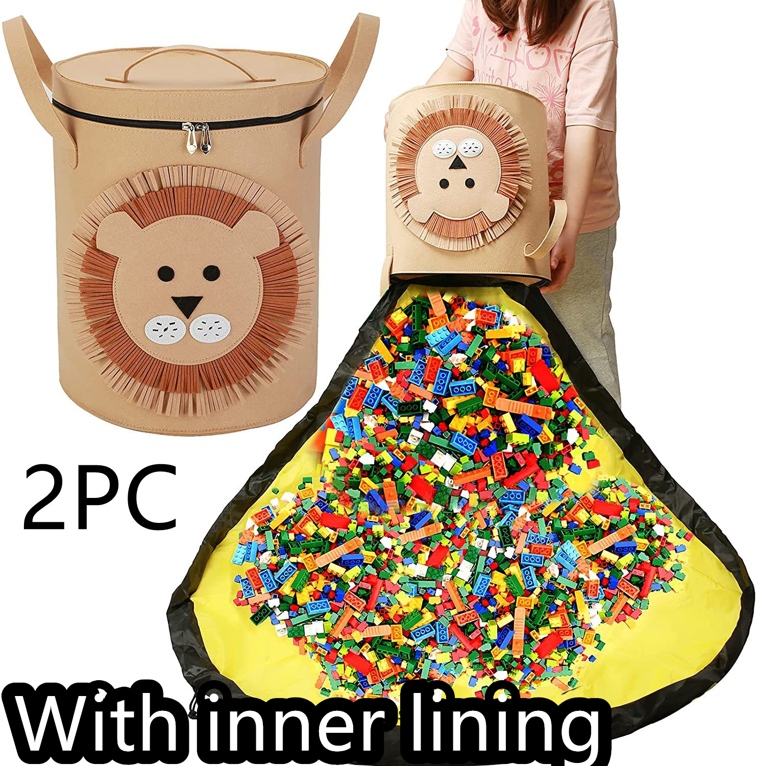 Felt Storage Bag Toy Play Mat 2 In 1 Pull Rope — foto 28