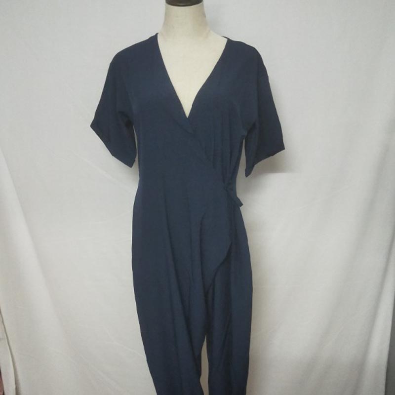 Title 6, Ladies Casual Short Sleeve Deep V Loose Jumpsuit