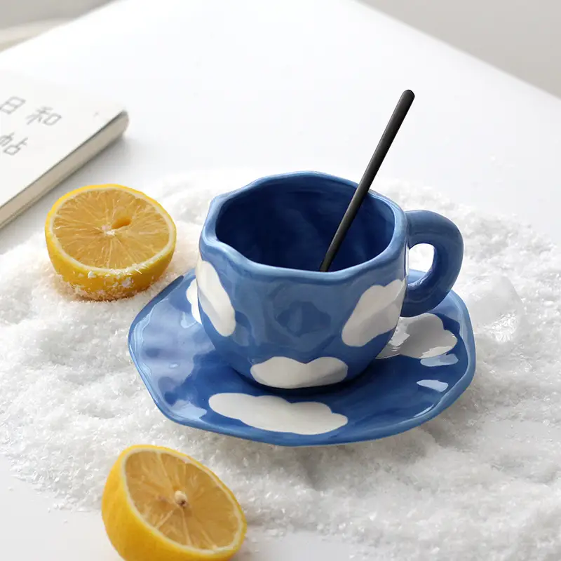 Blue Sky And White Clouds Coffee Cup And Saucer