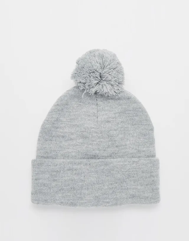 Trendy Wool Ball Knitted Hat Women Autumn And Winter Outdoor Grey - Shop at LoveMi