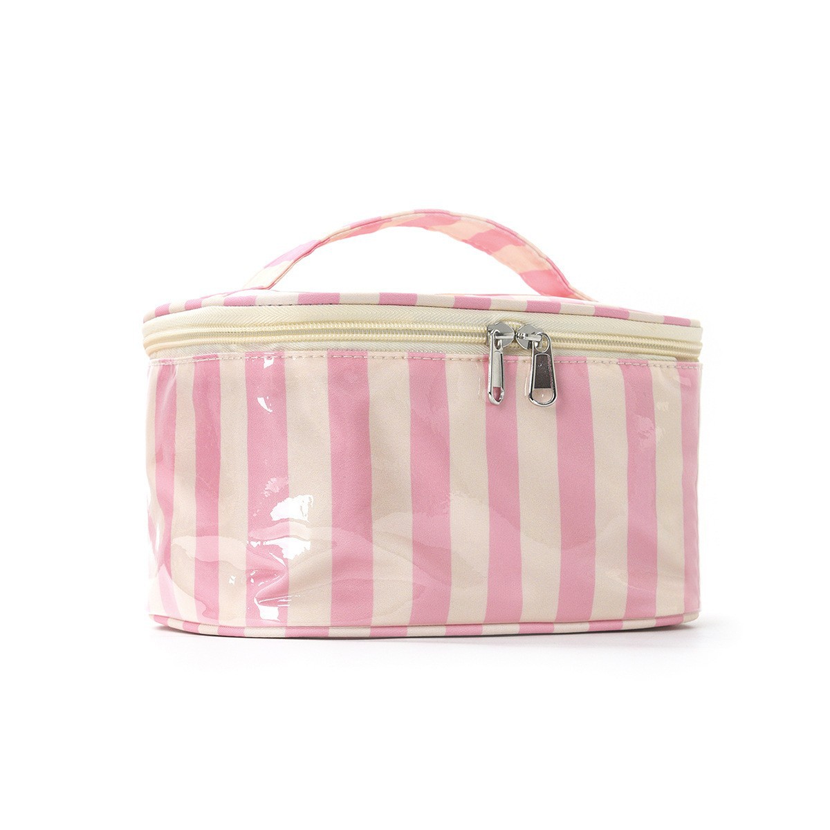 Makeup Bag With High Beauty Value And Large Capacity Cosmetics Storage Box - Pink Rice Stripe
