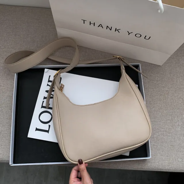 Simple And Versatile Crescent Shoulder Crossbody Dumpling Bag Beige - Shop at LoveMi