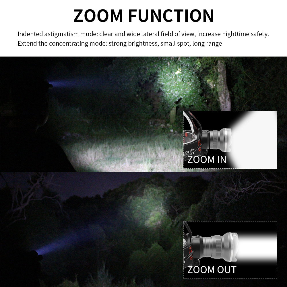 Zoom Headlamp 350000LM Rechargeable LED Headlight Flashlights Head Torch Fish — image 5