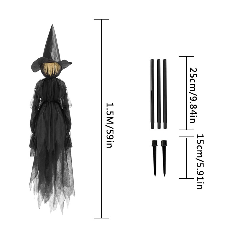 3X Halloween LED Light Up Screaming Witch Decor With Voice Control For Garden — image 8
