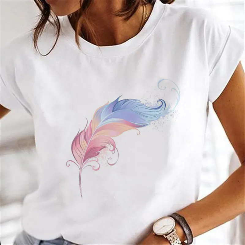 Street Personalized Feather Versatile T-shirt - 4 Style