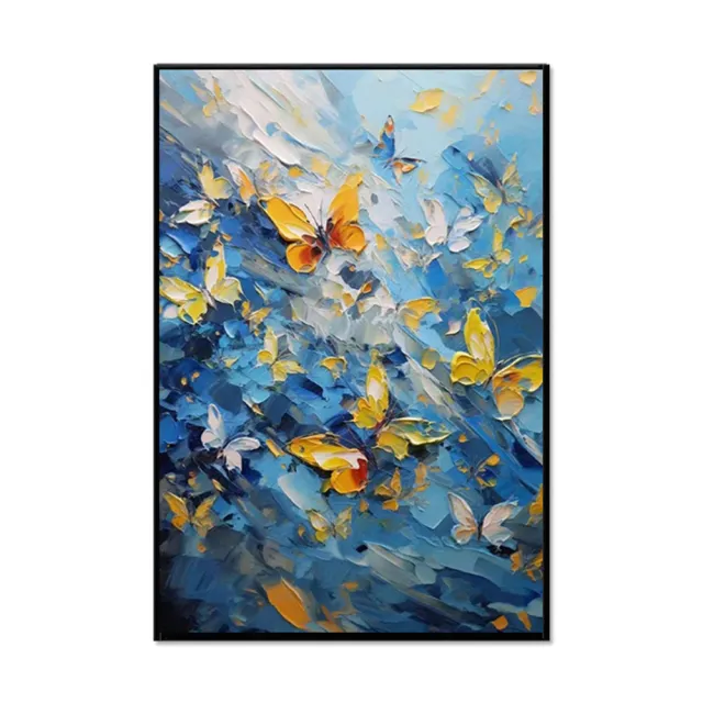 Knife Painted Butterfly Oil Painting On Canvas Handmade Modern Abstract Wall Art Living Room Home Decor Rolled Frameless Unstretched Painting Wit... Without Inner Frame - Shop at LoveMi