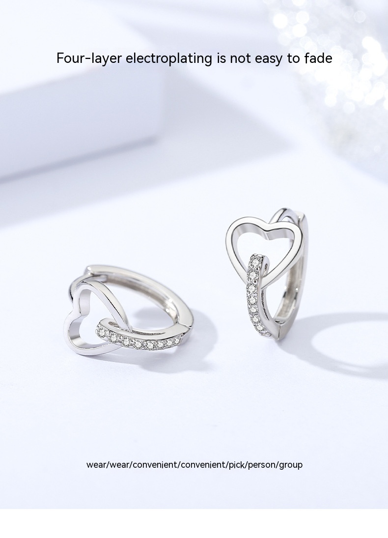 Title 4, 925 Sterling Silver High-grade Hollov Love minđuše